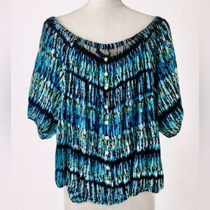 Tommy Hilfiger off the shoulders Blue Patterned Women's Top